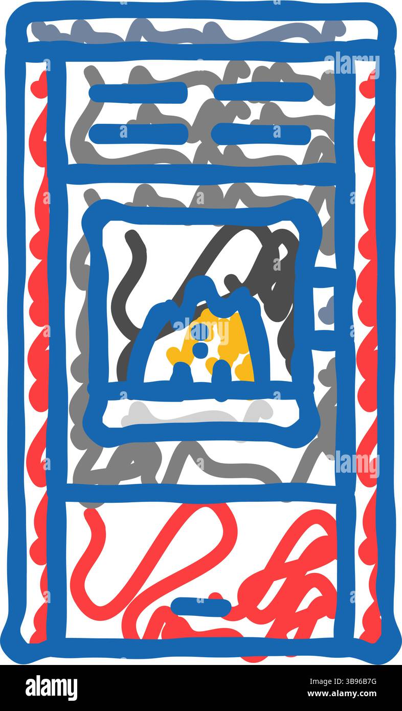 poêle granulés de bois icône doodle illustration Illustration de Vecteur