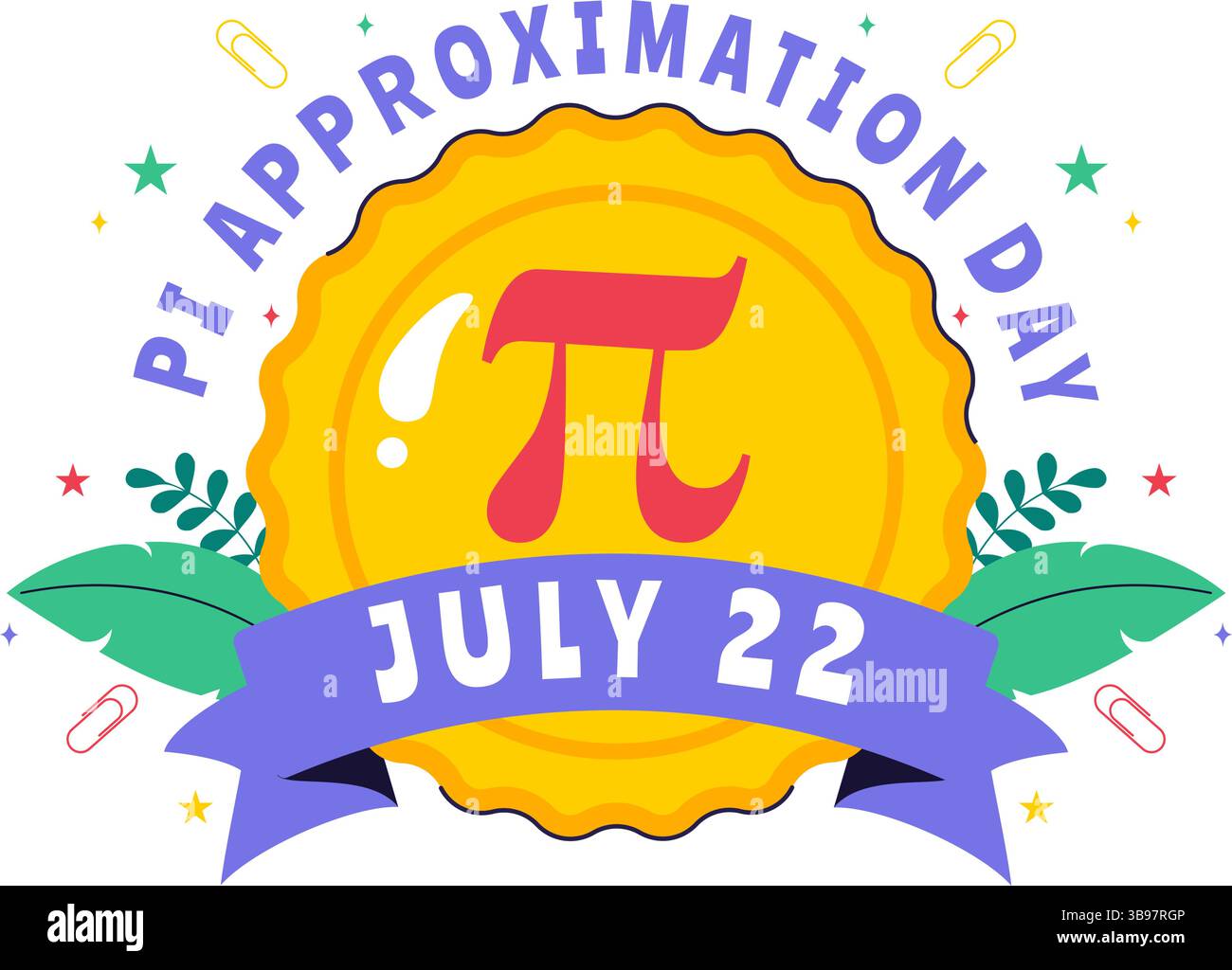 Pi approximation Day illustration vectorielle célébrée le 22 juillet, mettant en vedette des constantes mathématiques, des lettres grecques, ou une tarte sucrée cuite dans un fond Illustration de Vecteur