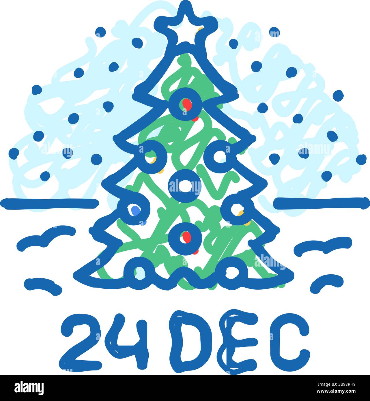 veille de noël usa icône de vacances doodle illustration Illustration de Vecteur