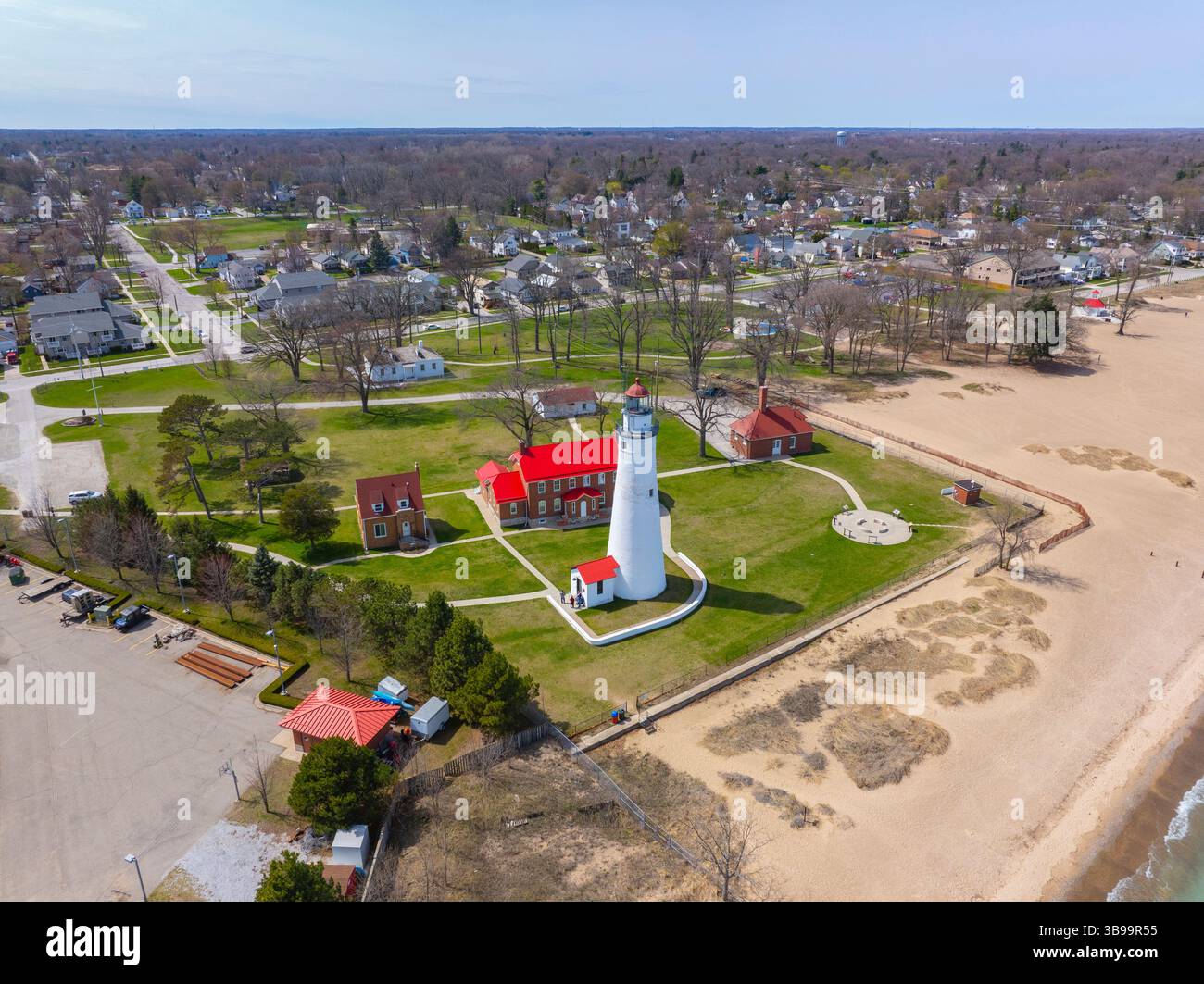 Le phare de Fort Gratiot a été construit en 1825 à l'entrée de la rivière clair du lac Huron, à Port Huron, Michigan mi, USA. Banque D'Images