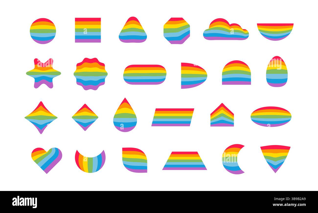 Ensemble d'éléments de conception arc-en-ciel Vector rétro des années 70 Illustration de Vecteur