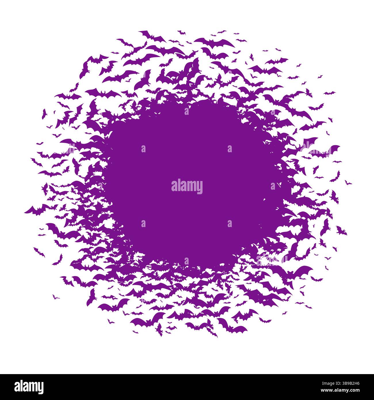 Cadre rond avec silhouettes de chauve-souris. Élément de design traditionnel d'Halloween. Illustration de Vecteur