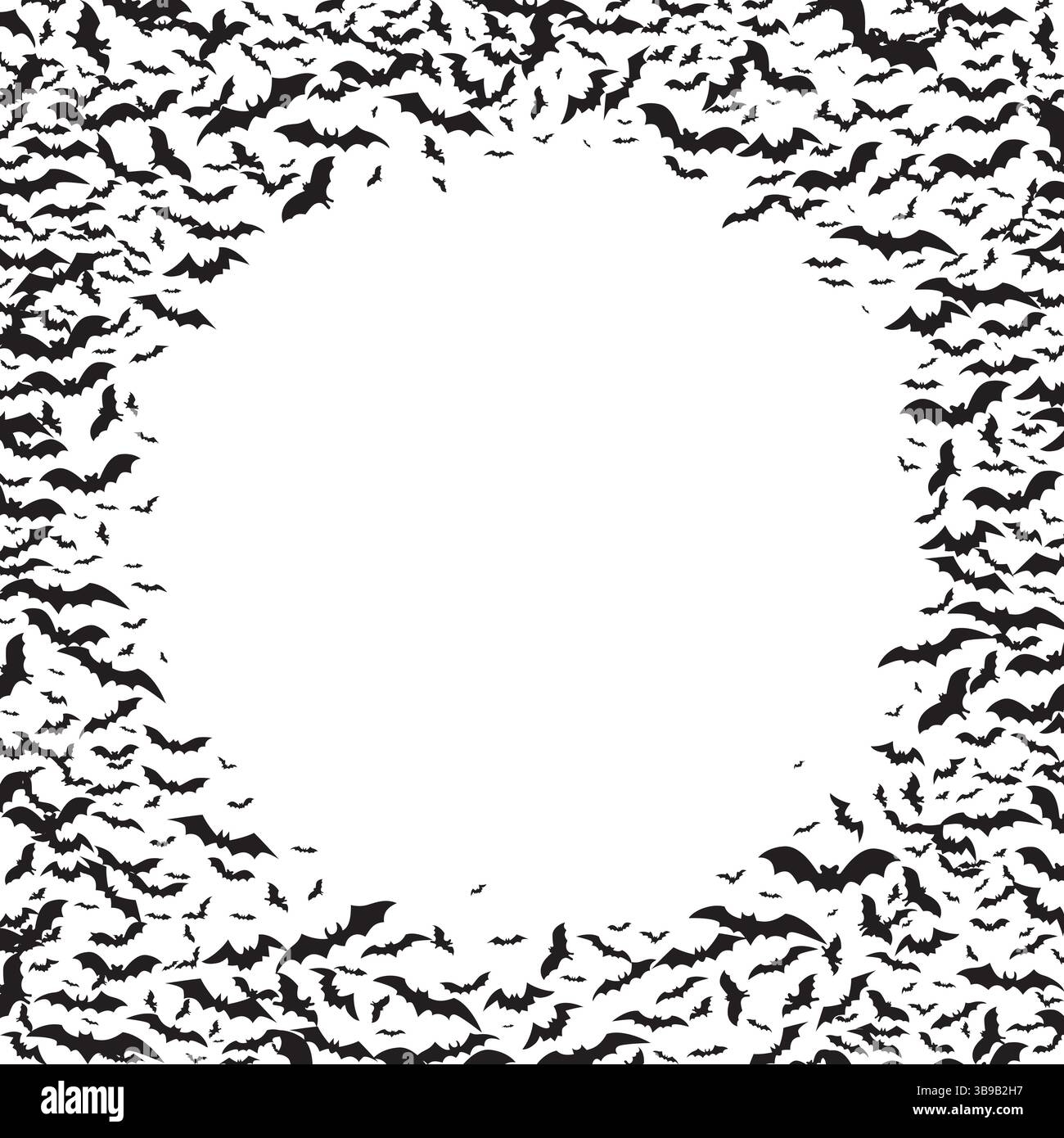 Cadre rond avec silhouettes de chauve-souris. Élément de design traditionnel d'Halloween. Illustration de Vecteur