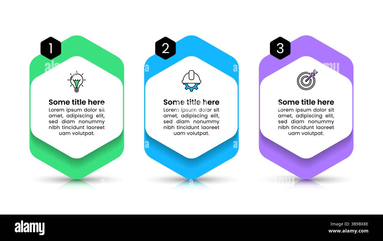 Modèle d'infographie avec icônes et 3 options ou étapes. Peut être utilisé pour la mise en page de flux de travail, le diagramme, la bannière, la conception Web. Illustration vectorielle Illustration de Vecteur