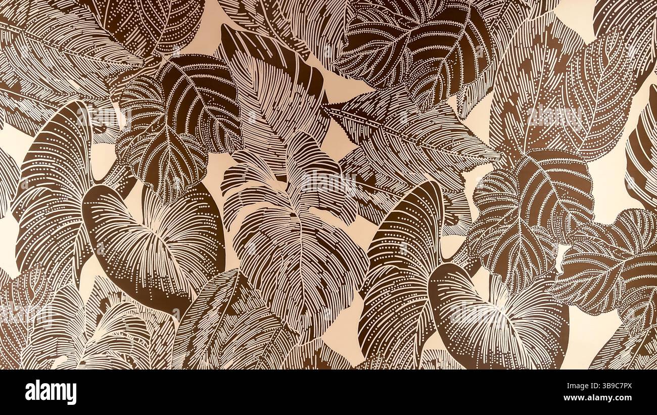 Riche gamme de feuilles tropicales, avec des motifs complexes et des textures qui célèbrent la beauté de la nature. Banque D'Images