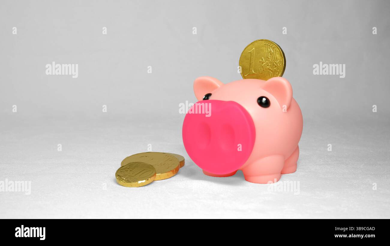 Cochon rose sur le fond blanc Banque D'Images