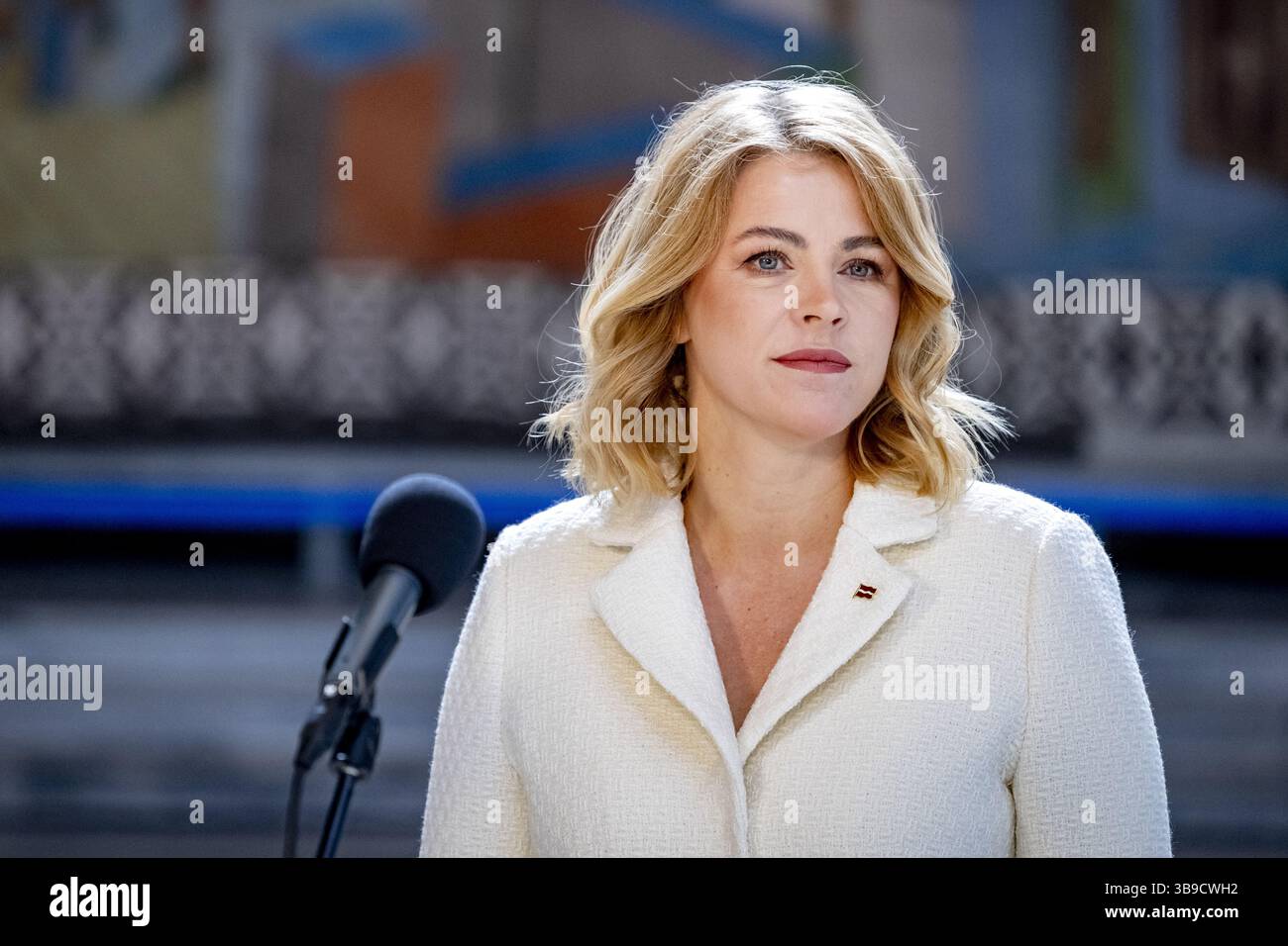 OSLO - le premier ministre de Lettonie Evika Silina lors de la réunion du corps expéditionnaire conjoint. Les premiers ministres de 10 pays d'Europe du Nord, dont les pays-Bas, se réunissent à Oslo pour un sommet de leur alliance militaire, le joint Expeditionary Force. ANP RAMON VAN FLYMEN pays-bas OUT - belgique OUT Banque D'Images