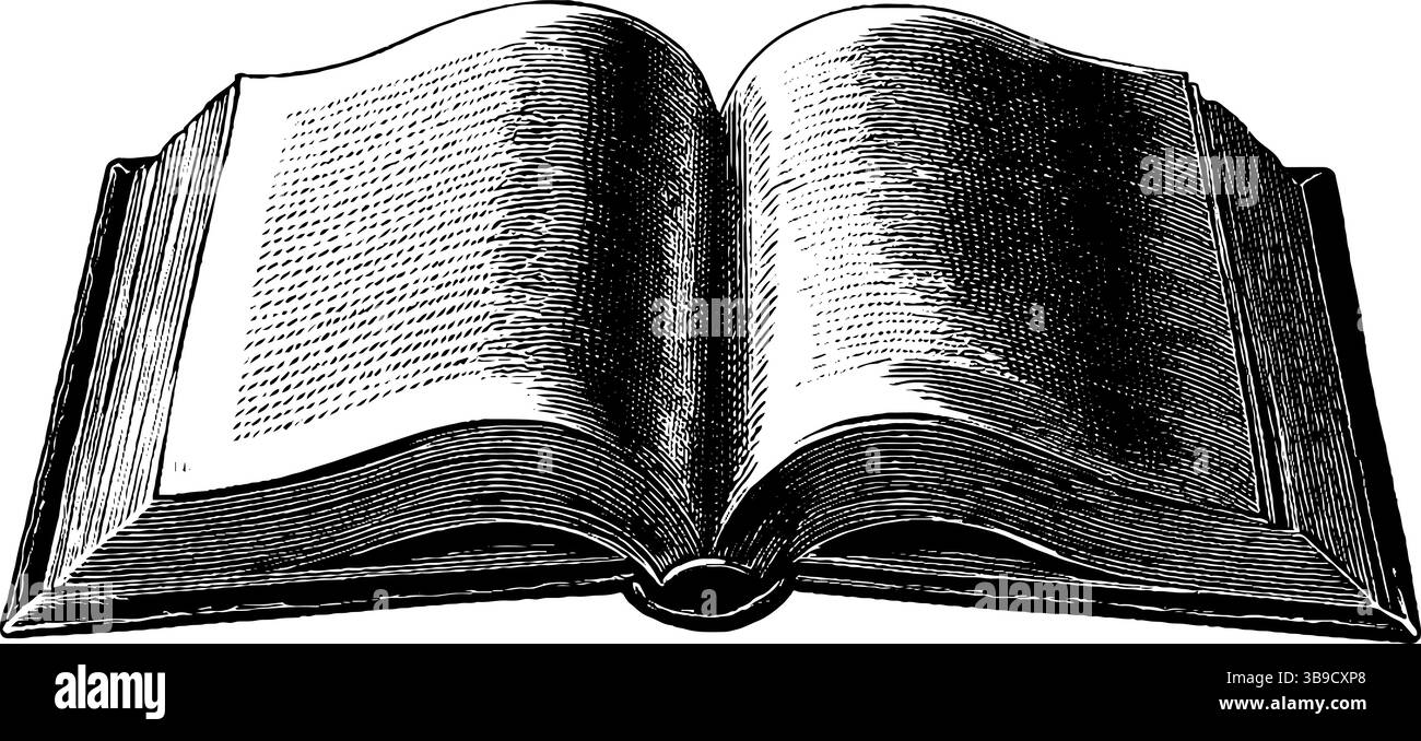 Illustration de livre gravé vintage avec des lignes noires audacieuses pour des projets de conception historiques. Illustration de Vecteur