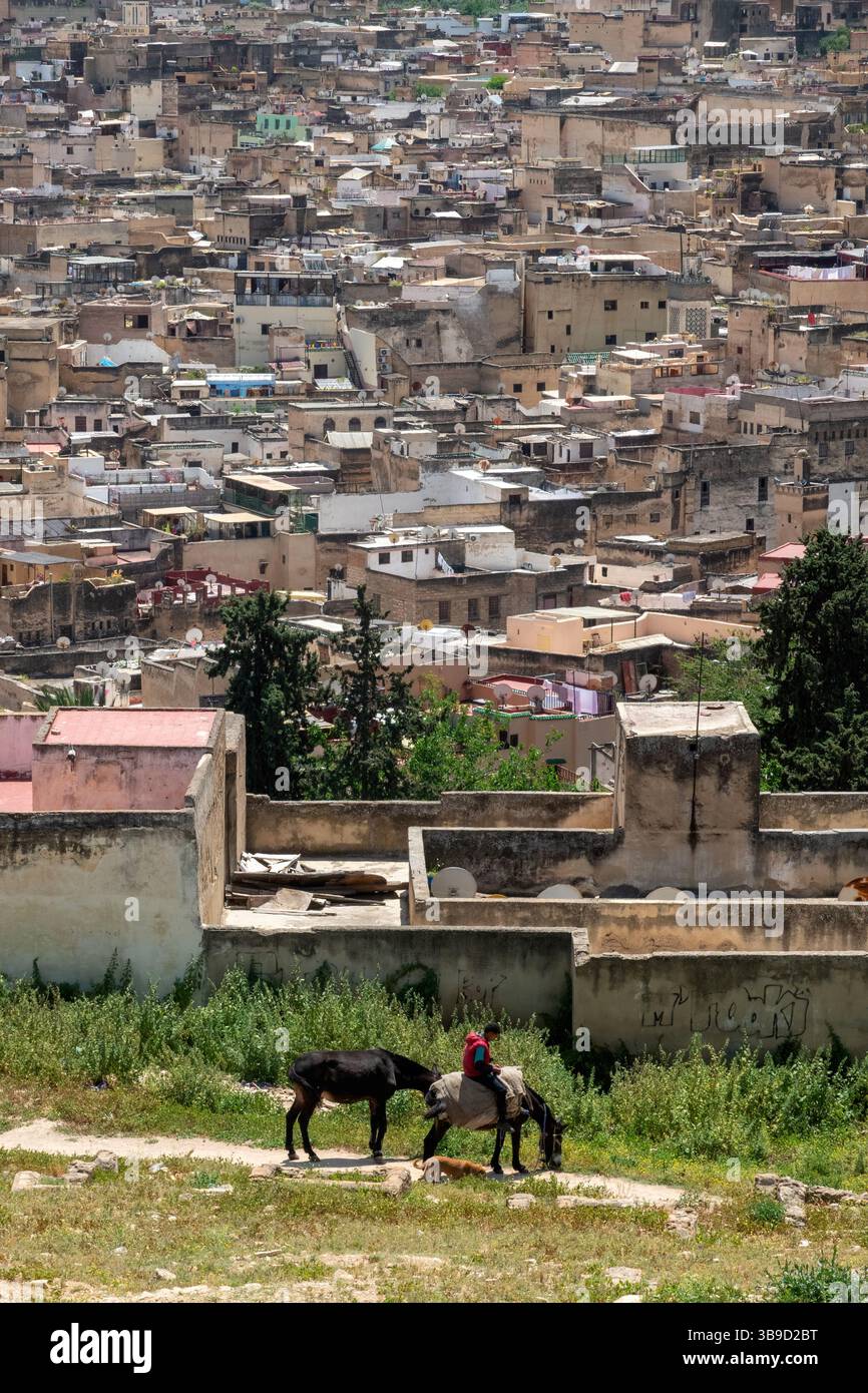 Fès, Maroc - 1 mai 2025 : vue de Fès ou Fès, c'est une ville dans le nord de l'intérieur du Maroc, c'est l'une des plus grandes villes du Maroc. Banque D'Images