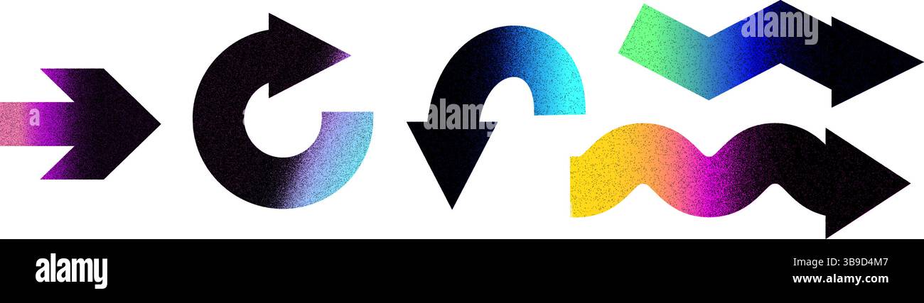 Ensemble de flèches avec différentes formes et remplissages en dégradé Illustration de Vecteur