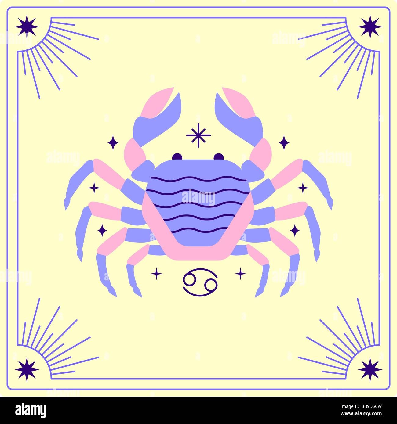 Carte de tarot avec signe du zodiaque du cancer Illustration de Vecteur
