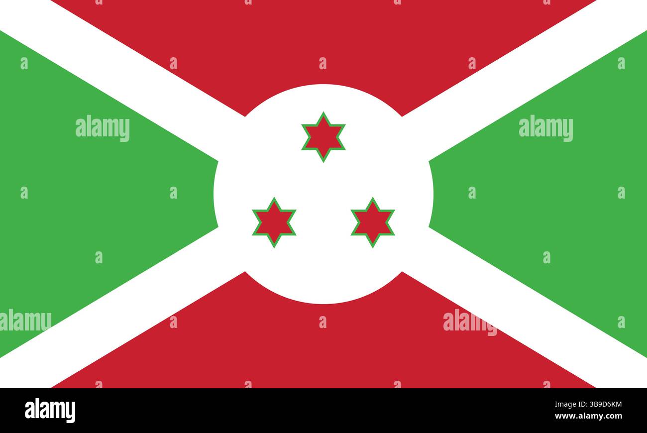 Drapeau du Burundi. Burundi drapeau couleurs officielles et proportion illustration vectorielle numérique. Illustration de Vecteur