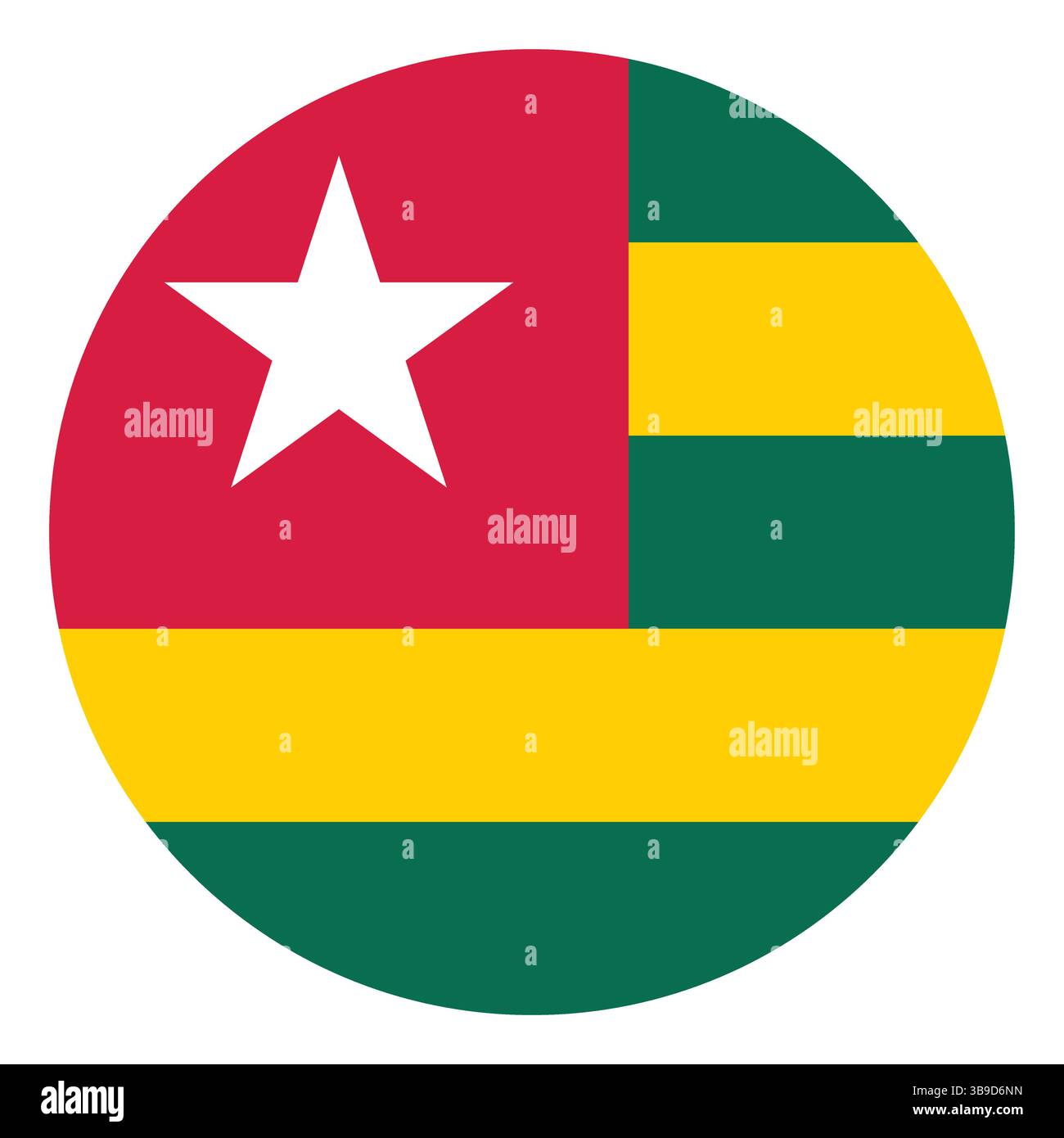 Drapeau du Togo. Drapeau du Togo. Togo cercle drapeau logo icône ordinateur illustration vectorielle conception. Illustration de Vecteur