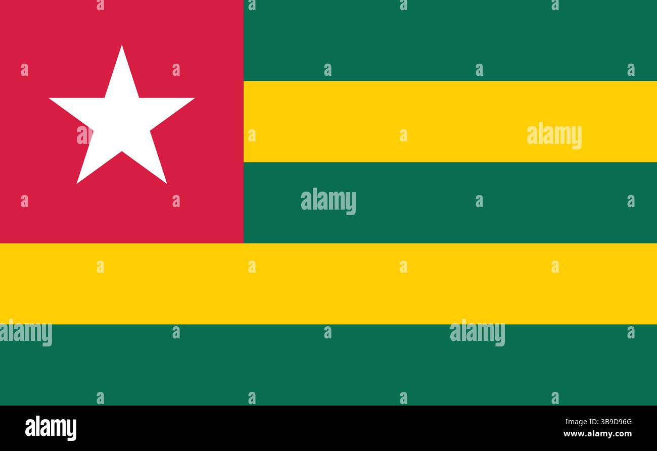 Drapeau du Togo. Togo drapeau couleurs officielles et proportion illustration vectorielle numérique. Illustration de Vecteur