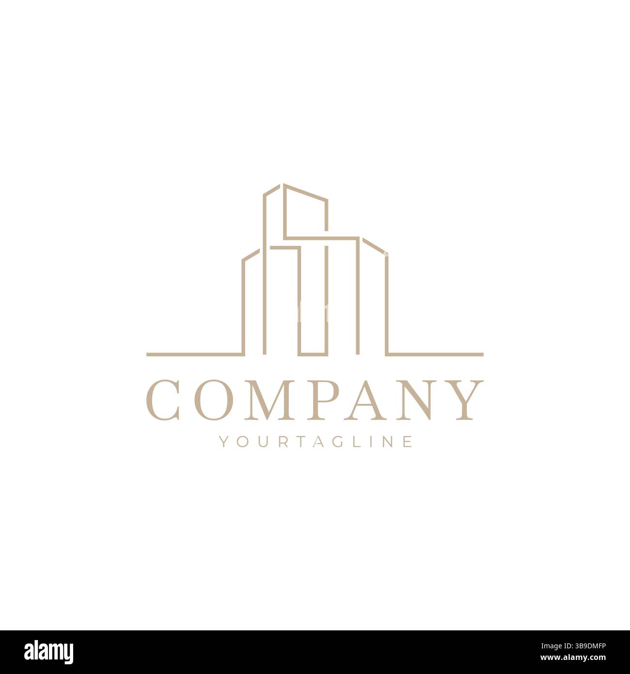 Logo de bâtiment immobilier de style abstrait de ligne. Logo de maison d'architecte, vecteur de conception architecturale et de construction Illustration de Vecteur