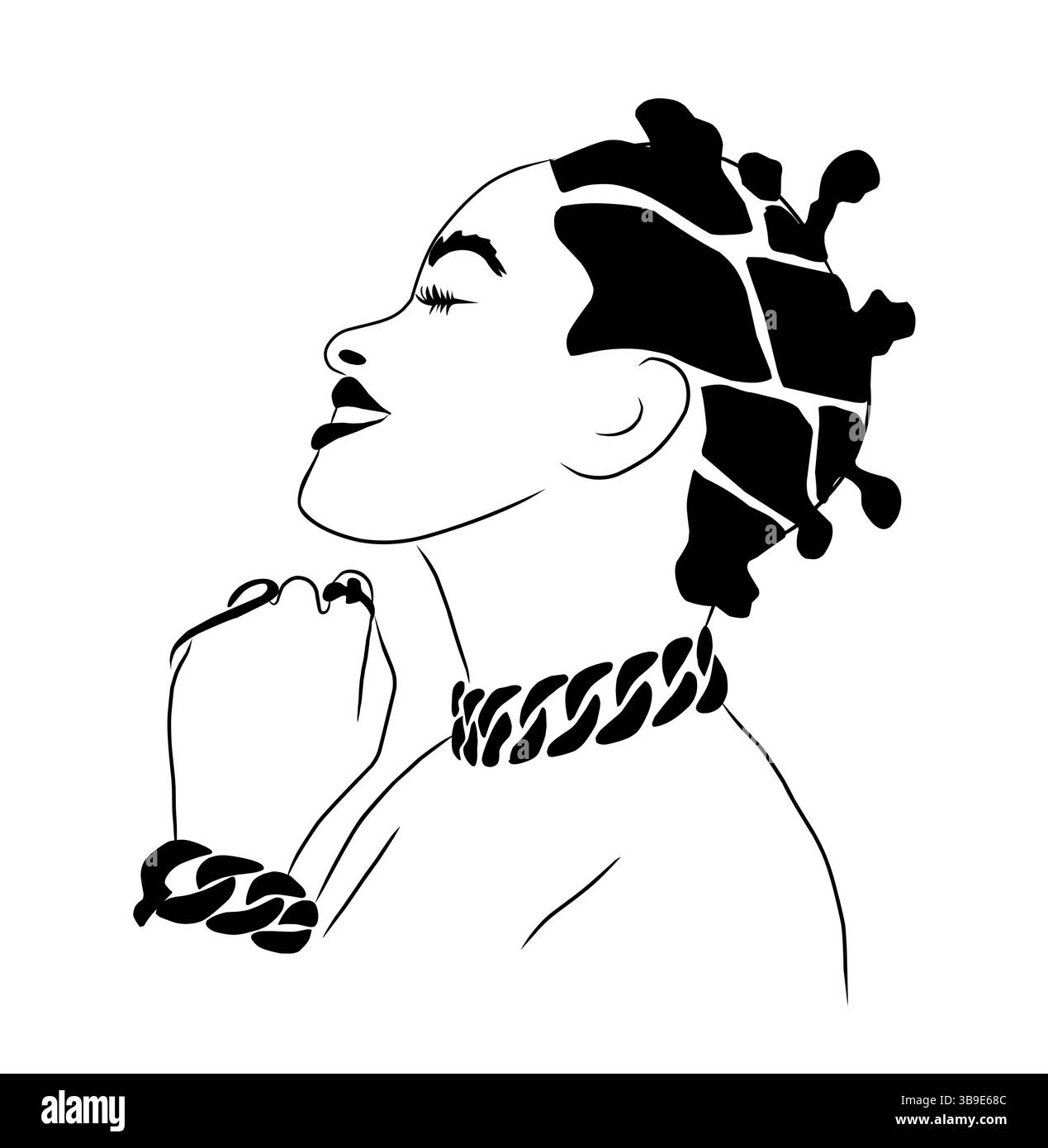 Femme noire avec un vecteur d'esquisse de coiffure afro Illustration de Vecteur Femme noire avec un vecteur d'esquisse de coiffure afro Illustration de Vecteur