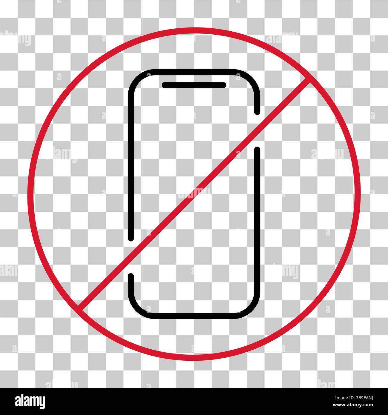 Icône mobile interdite, ne pas utiliser le signe de téléphone, interdire l'illustration vectorielle d'étiquette de smartphone . Illustration de Vecteur