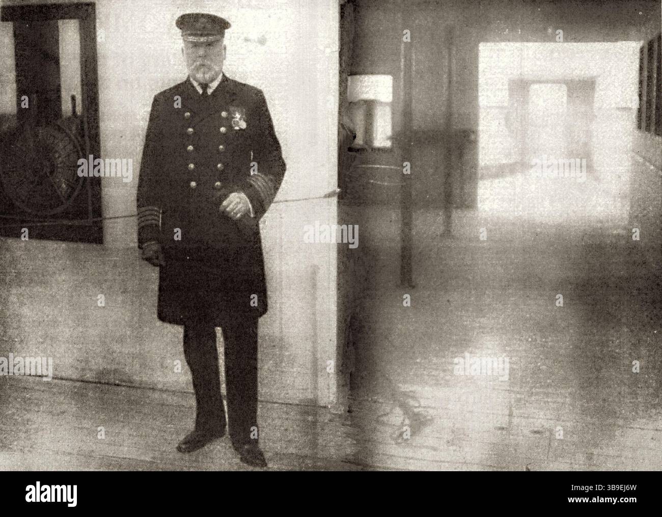 Capitaine Edward John Smith au pont Titanic le matin du 10 avril 1912 Banque D'Images