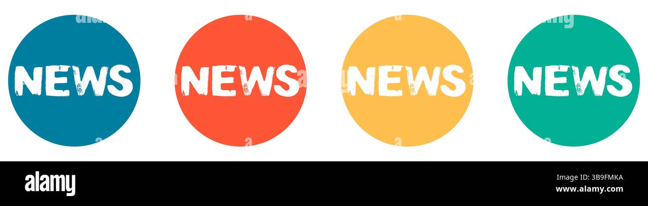 Les icônes bleu rouge orange et vert montrent les nouvelles Banque D'Images