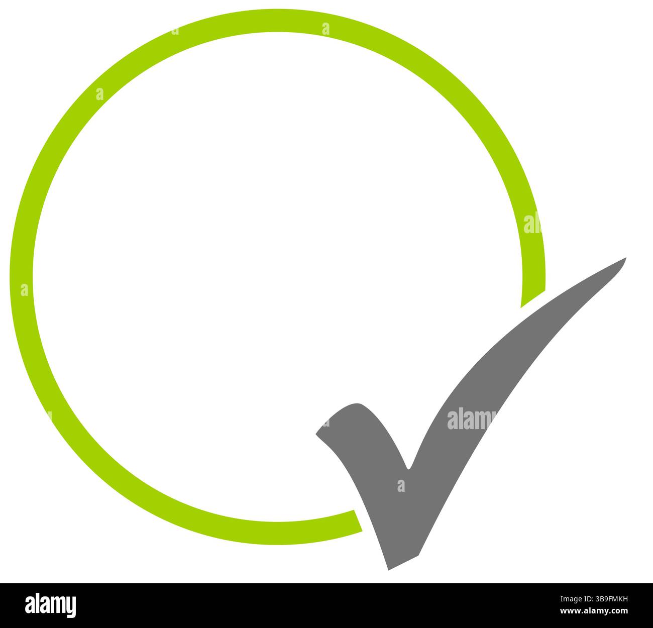 Cercle vert et coche grise avec espace texte comme modèle pour le bouton Banque D'Images