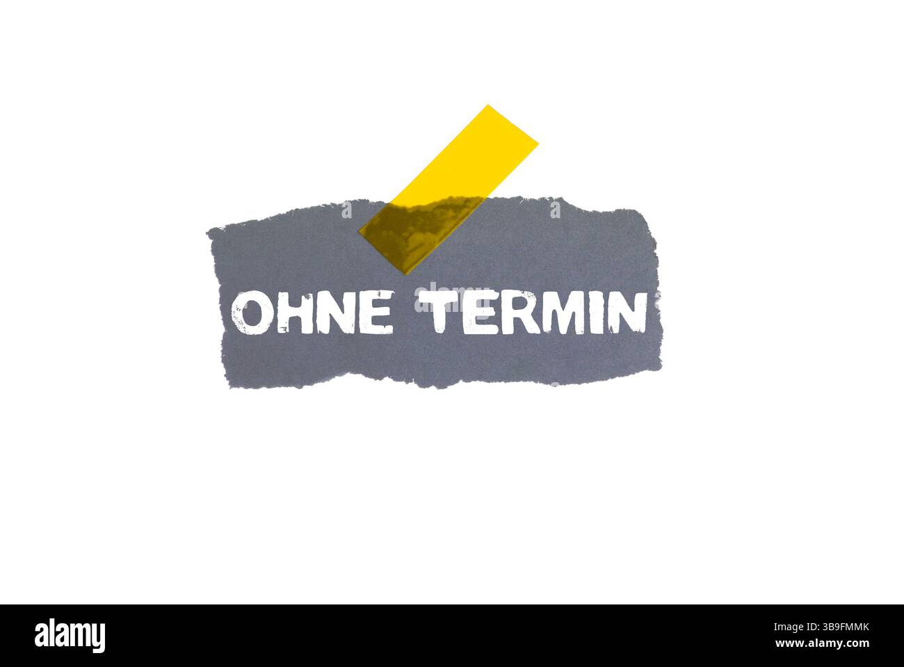 Sans rendez-vous - bande adhésive jaune et feuille de papier vierge grise Banque D'Images