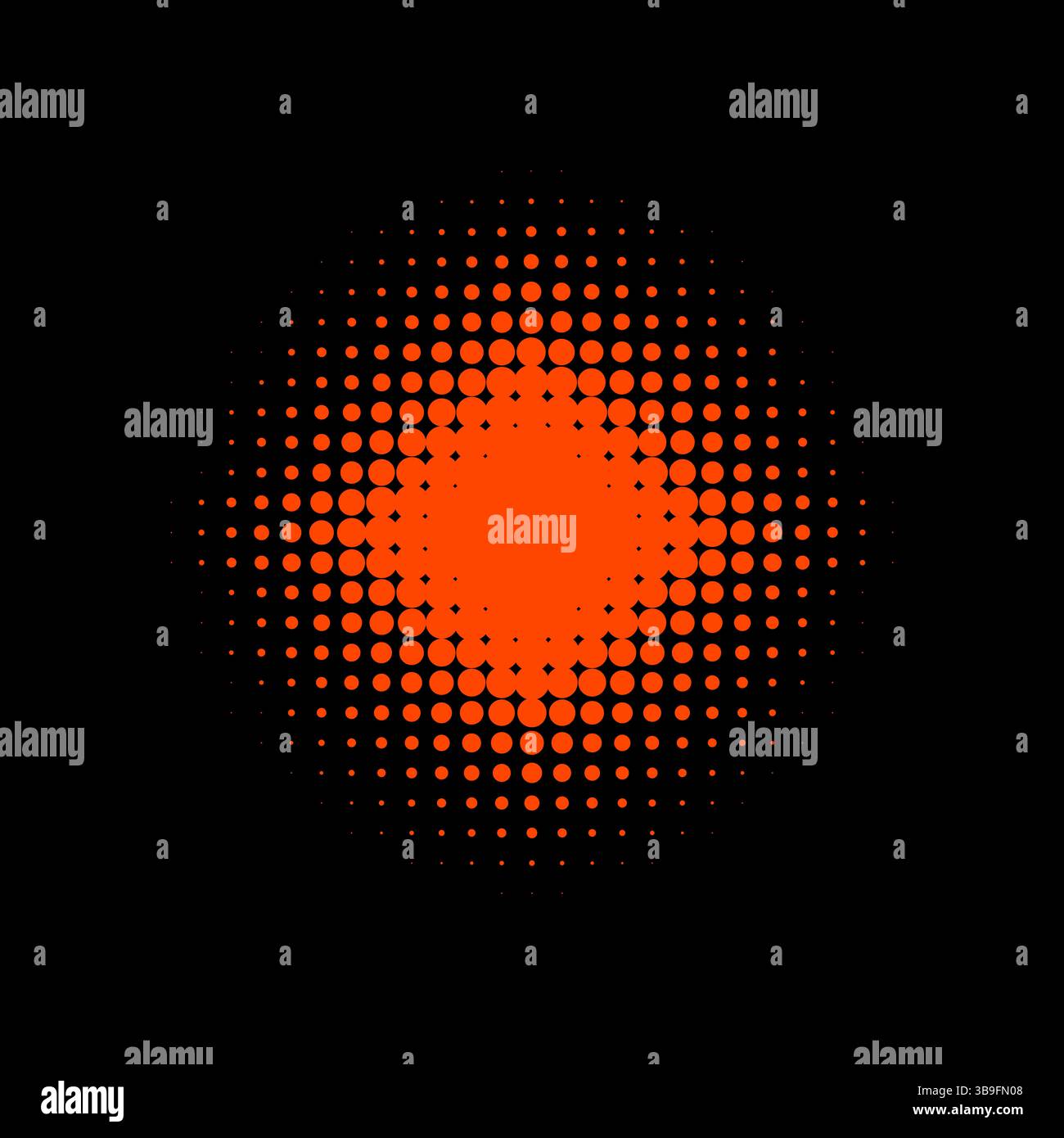 Zone rouge des points sur fond noir Banque D'Images