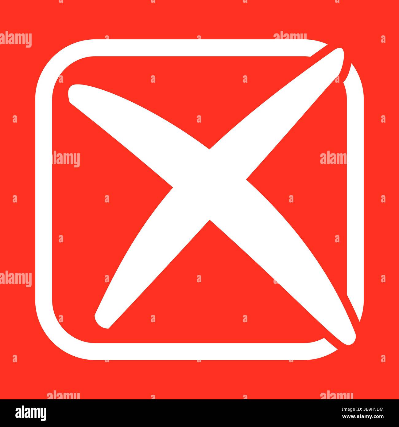 Fond rouge avec X dans la boîte blanche Banque D'Images