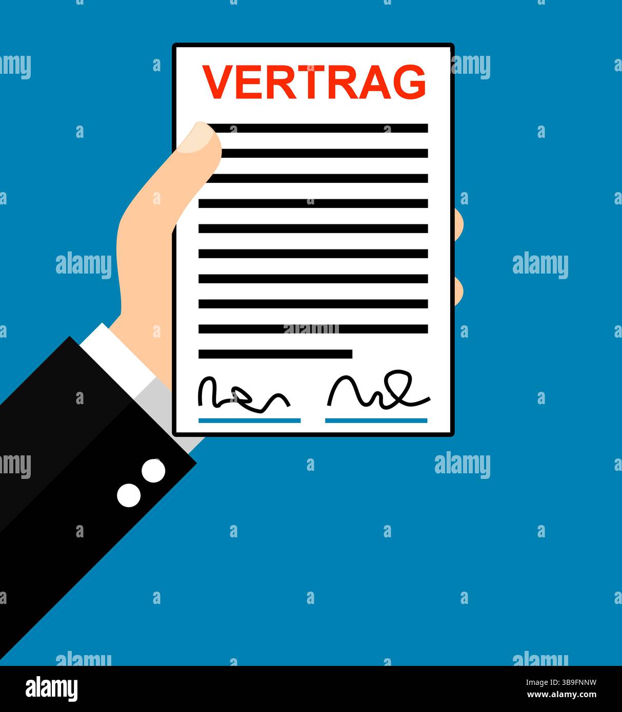 Contrat - Design plat avec fond bleu Banque D'Images