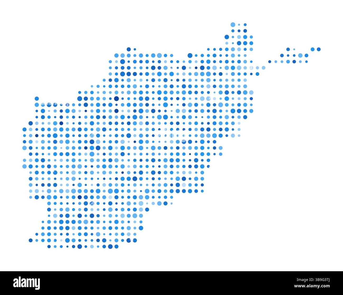 Afghanistan Dot Map. Forme de style numérique Country. Image vectorielle Afghanistan. Pois circulaires bleus en forme de pays. Illustration vectorielle tendance. Illustration de Vecteur