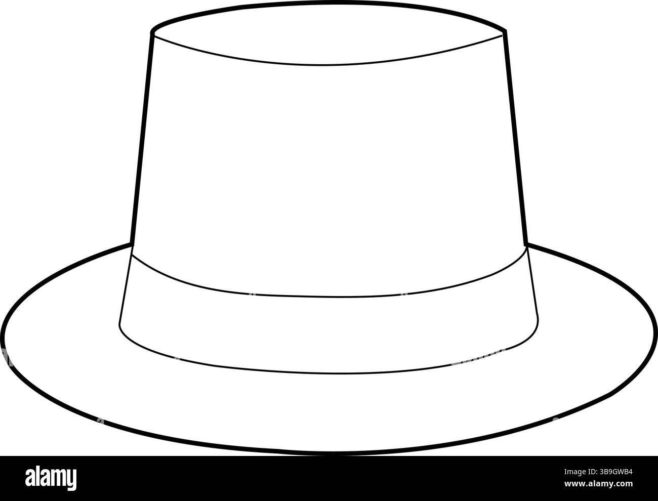Minimaliste Line Art d'un chapeau Fedora classique à large bord – icône accessoire de mode Illustration de Vecteur