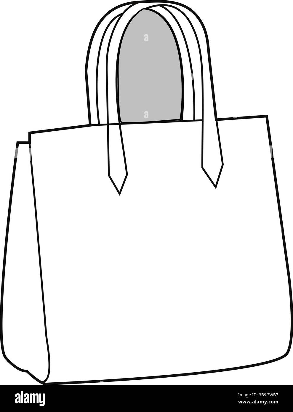 Croquis plat minimaliste d'un sac fourre-tout structuré avec deux poignées - accessoire de mode Illustration de Vecteur