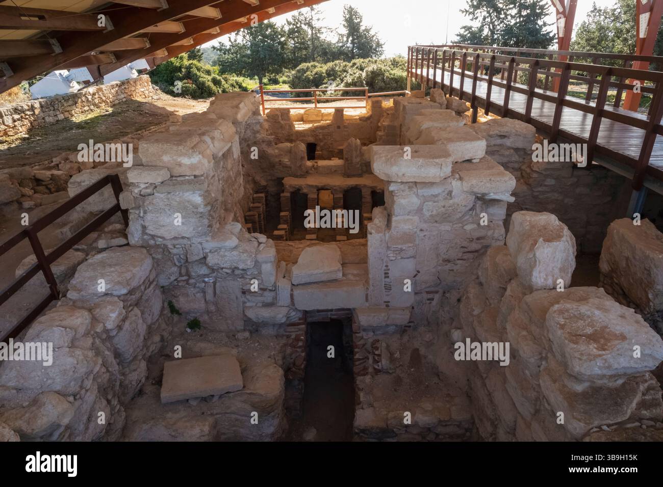 Chypre, Episkopi, Kourion, Sanctuaire d'Apollon Hylates, Thermes romains datés du 1er siècle après JC Banque D'Images
