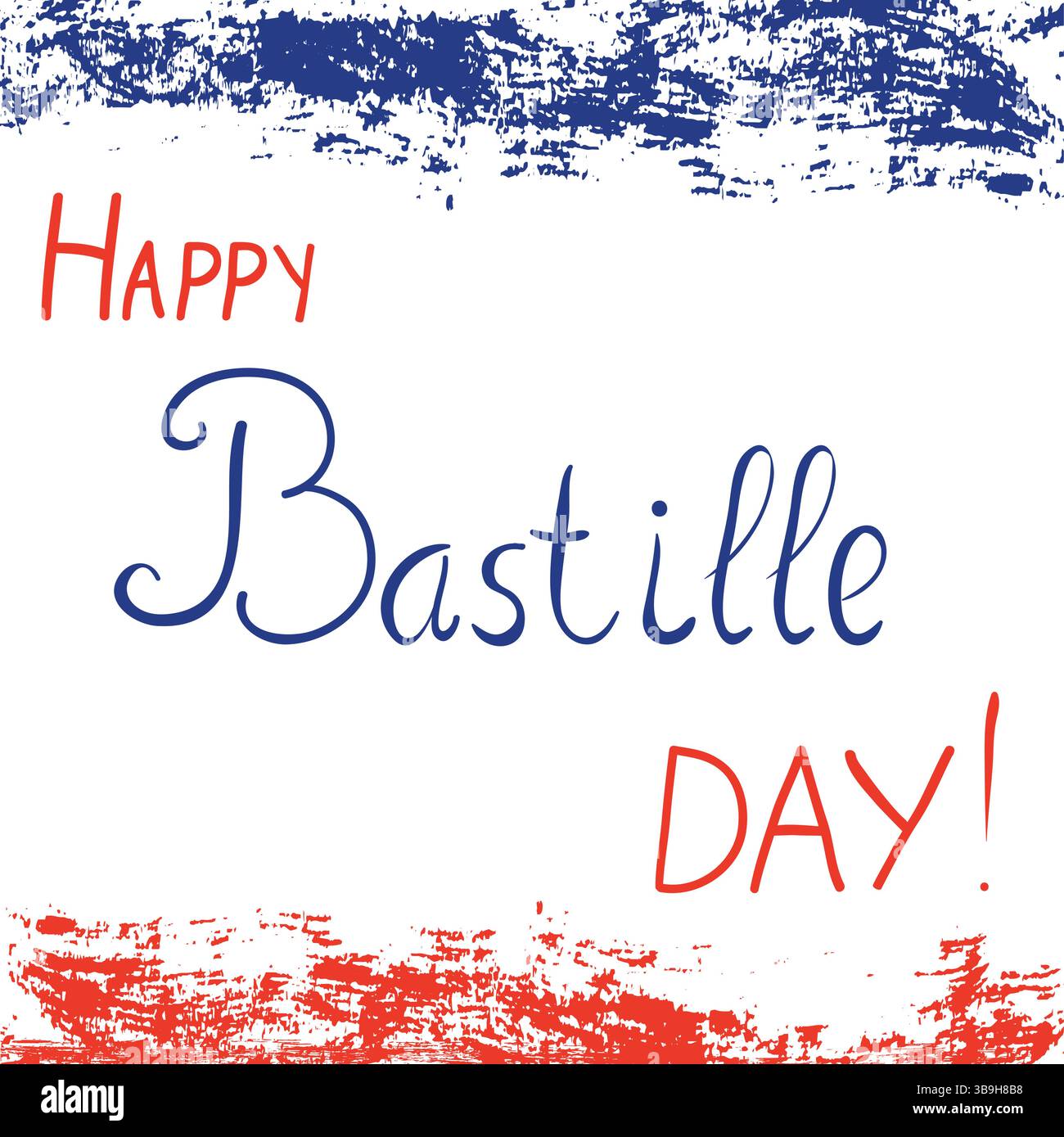 Carte vectorielle ou bannière avec texte écrit à la main Happy Bastille Day pour la fête nationale de France Illustration de Vecteur