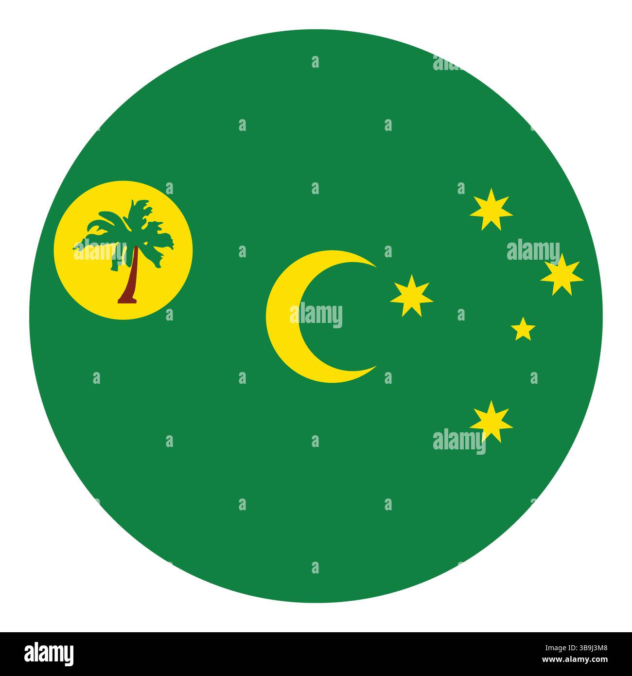 Drapeau des îles Cocos (Keeling). Cocos (Keeling) Islands Circle flag logo icône d'illustration vectorielle d'ordinateur. Illustration de Vecteur