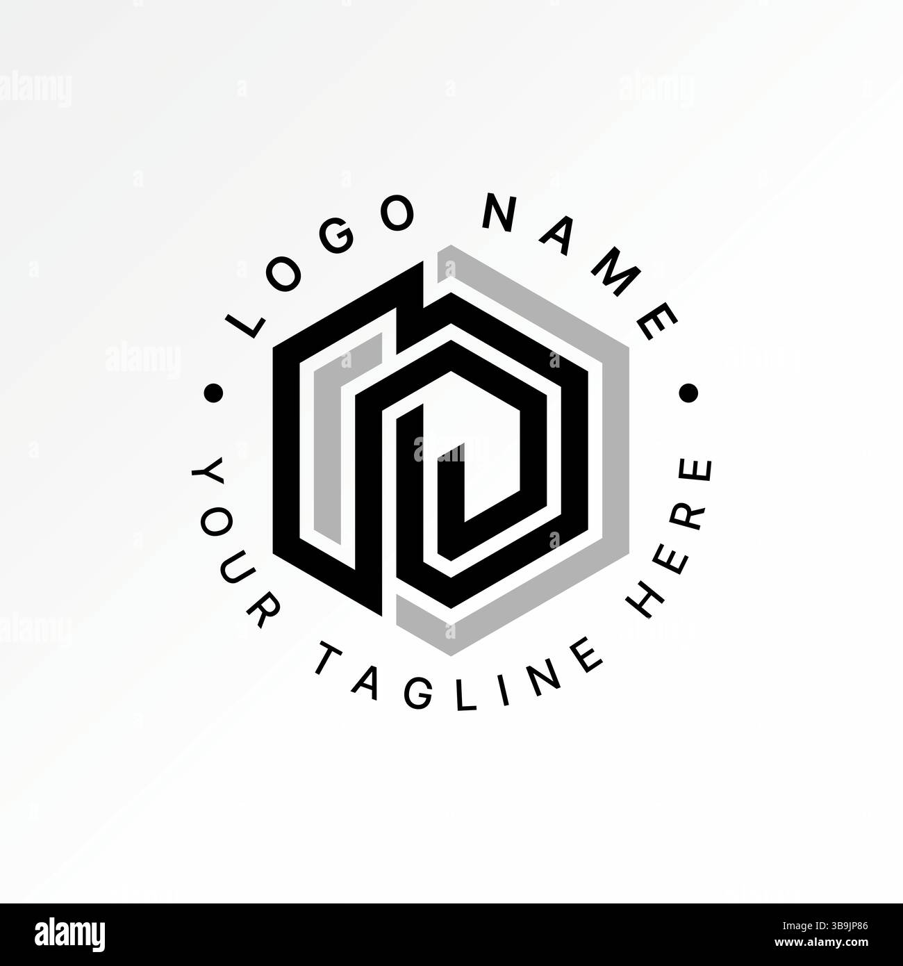 Conception de logo concept graphique créatif premium vecteur image stock top vendre initiale RP RPD ligne de police connectée hexagone monogramme typographie entreprise technologique Illustration de Vecteur