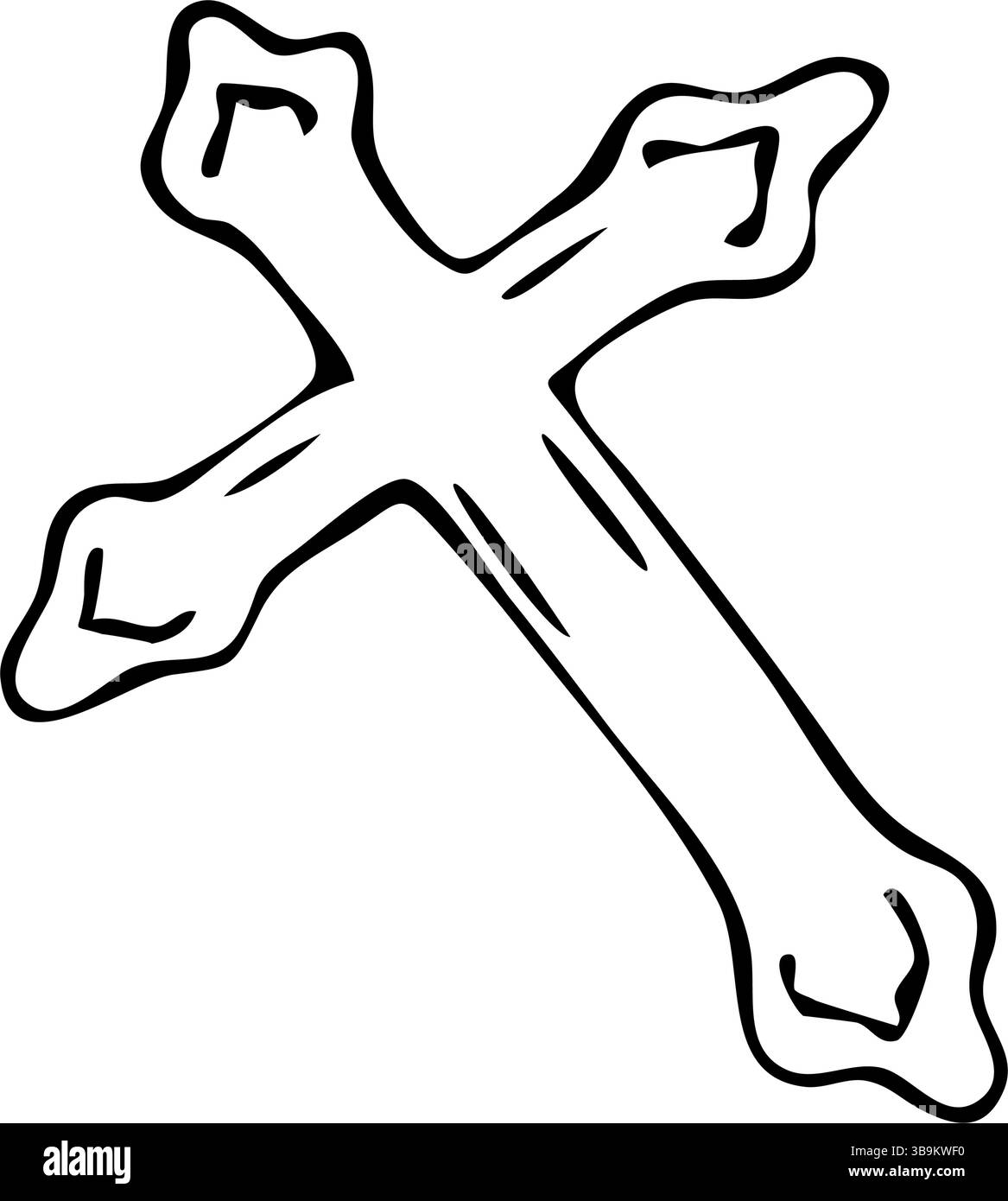 Croix catholique noire et blanche. Vecteur d'illustrations graphiques. Fait à la main Illustration de Vecteur