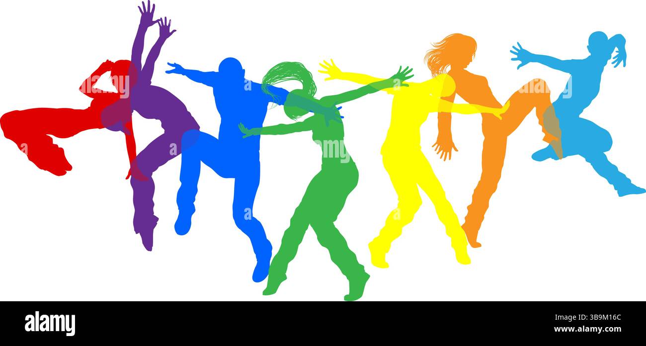 Danseurs Silhouette Street Dance pose silhouettes Illustration de Vecteur