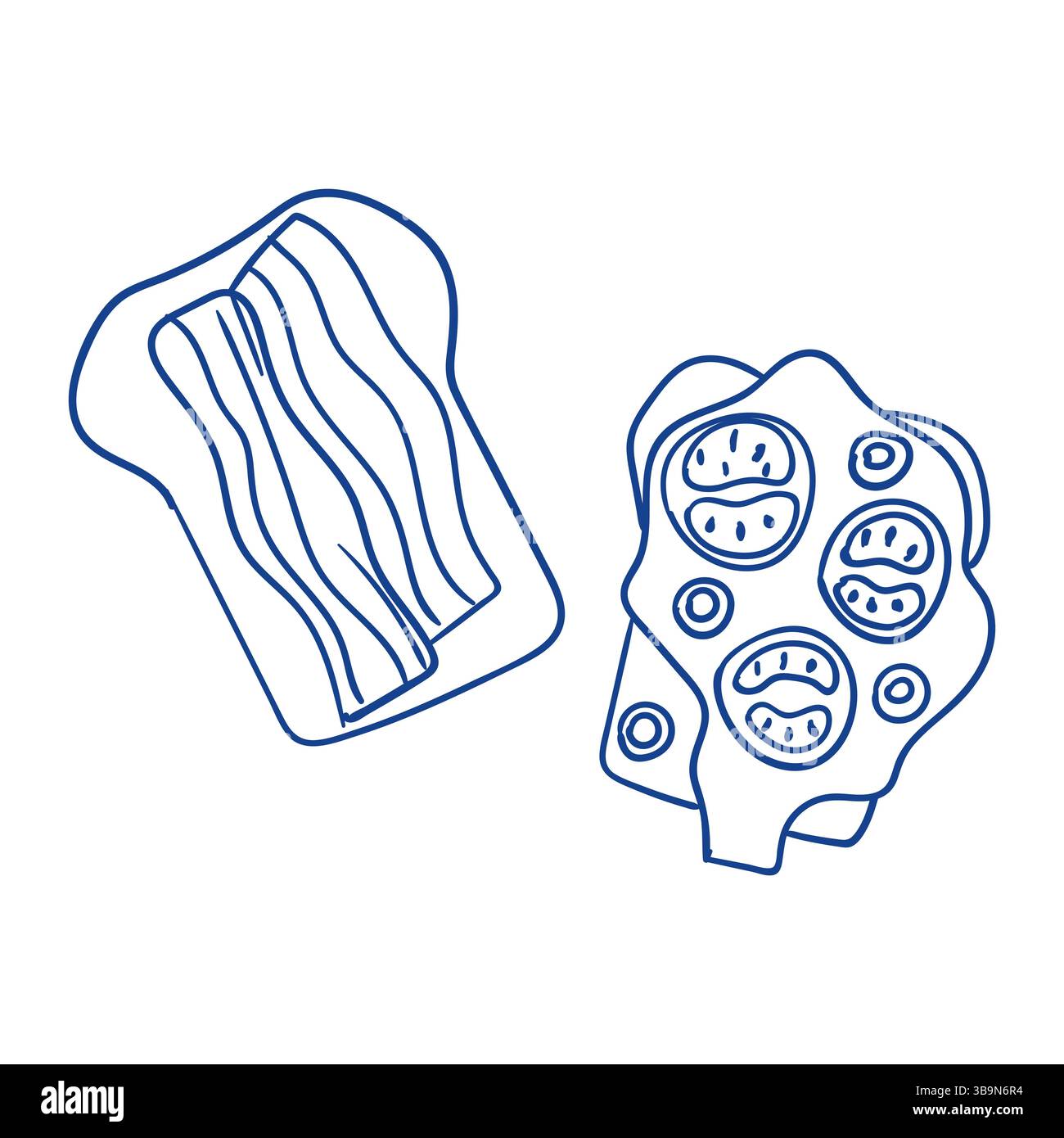 Bacon et légumes disposés sur une assiette pour une préparation saine des repas dans une cuisine moderne Illustration de Vecteur