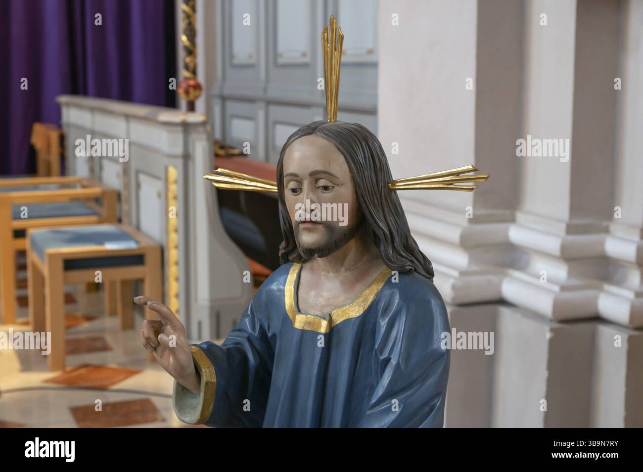 Détail de la nouvelle copie du Palmesel, anciennement XVIe siècle, dans l'église Saint-Nicolas, Tannheim, quartier de Reutte dans le Tyrol, Autriche, Europe Banque D'Images