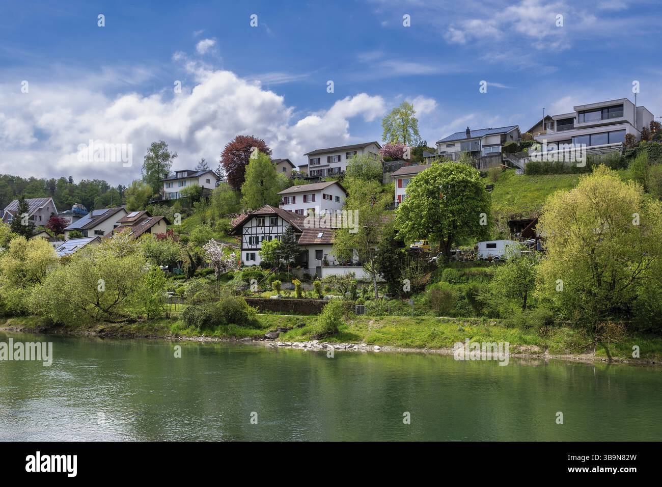Quartier résidentiel Haeuser an der Aare, Berne, Suisse, Europe Banque D'Images