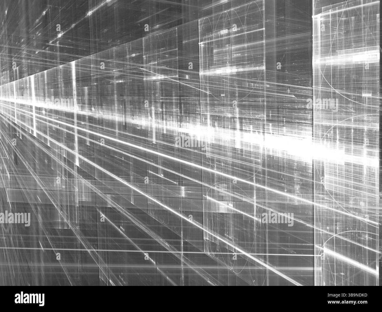 La technologie blanc arrière-plan avec vue et soleil. Résumé de l'image générée par ordinateur. Pour la conception web, couvercles, de l'affiche. Sci-fi ou vr concept backdro Banque D'Images