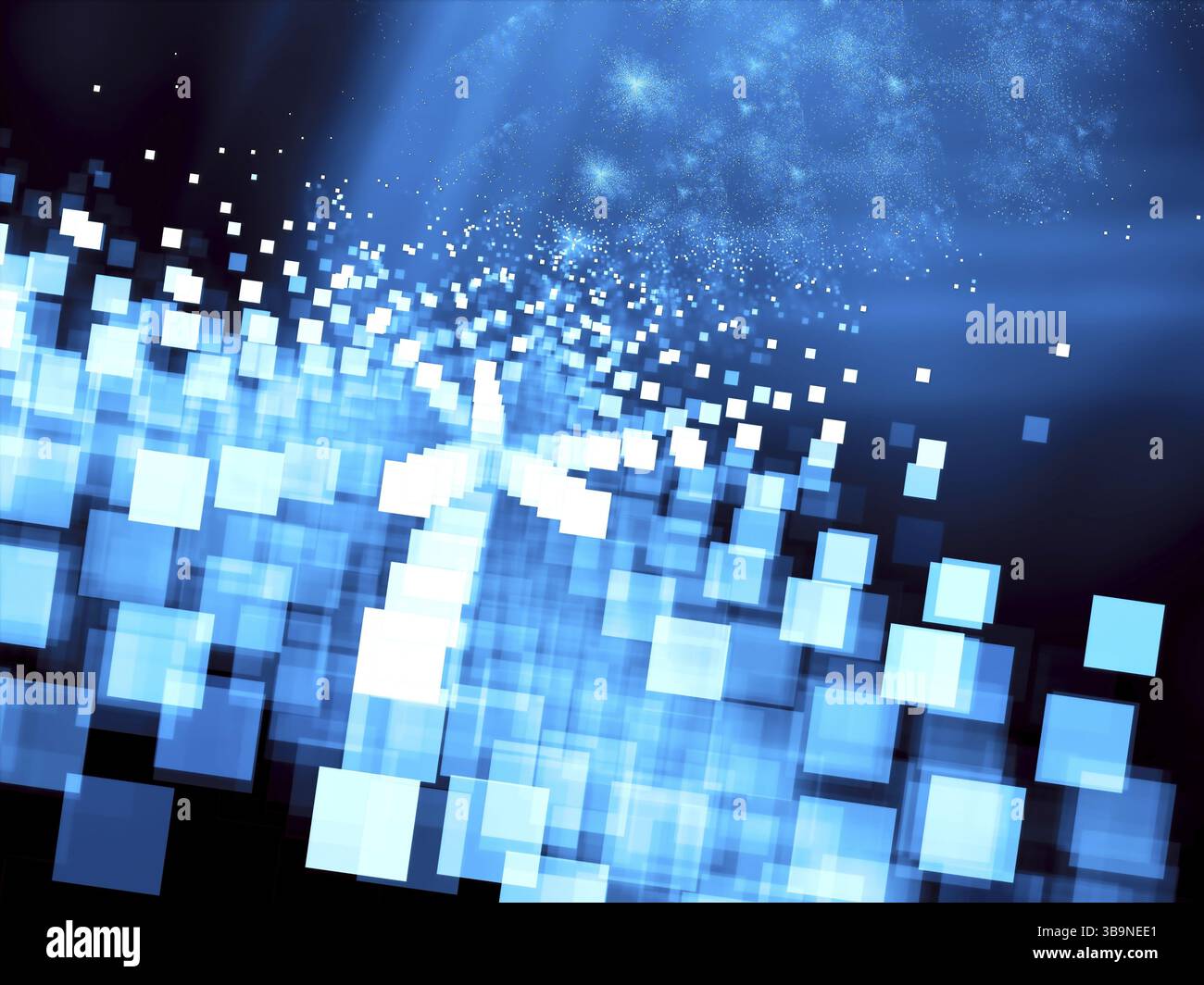 Flou abstrait - cubes éclatants de chaos. Image générée par ordinateur - fractale. Arrière-plan flou pour les bannières, couvertures, affiches Banque D'Images