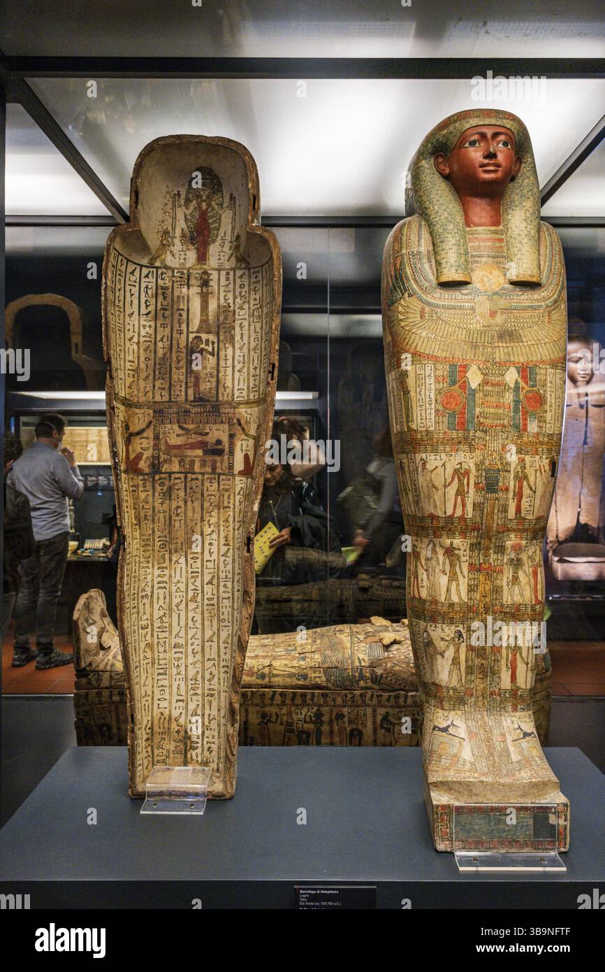 Cercueil de momie anthropomorphe d'Hétepheres, bois, Thèbes, période tardive, Museumn égyptien grégorien Musei Vaticani, État de la Cité du Vatican, Roma, Laz Banque D'Images