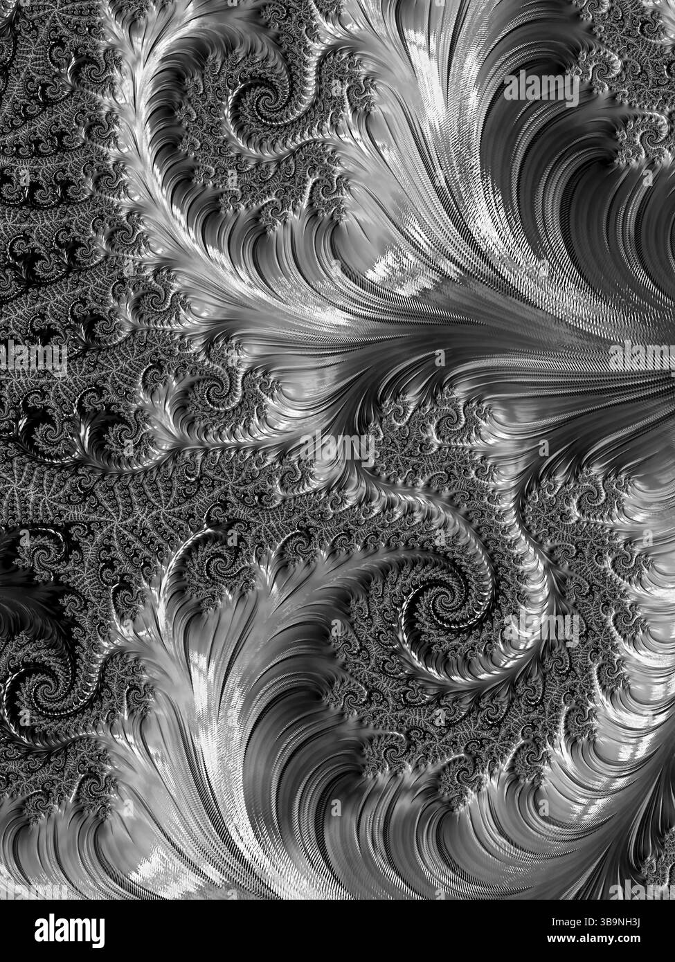 Fond coloré abstrait - image générée par ordinateur. Géométrie fractale classique - boucles de chaos et spirales, créant curlicue. Art numérique pour couverture Banque D'Images