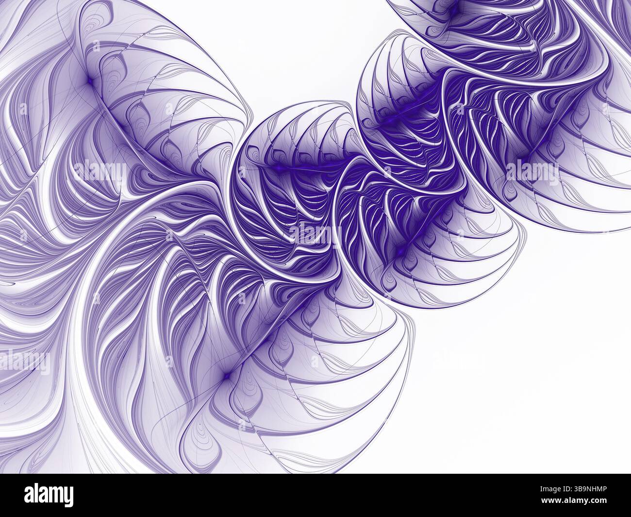 Illustration fractale légère - boucle avec texture complexe sur fond blanc. Image abstraite générée par ordinateur. Pour le papier peint de bureau, l'emballage, c Banque D'Images