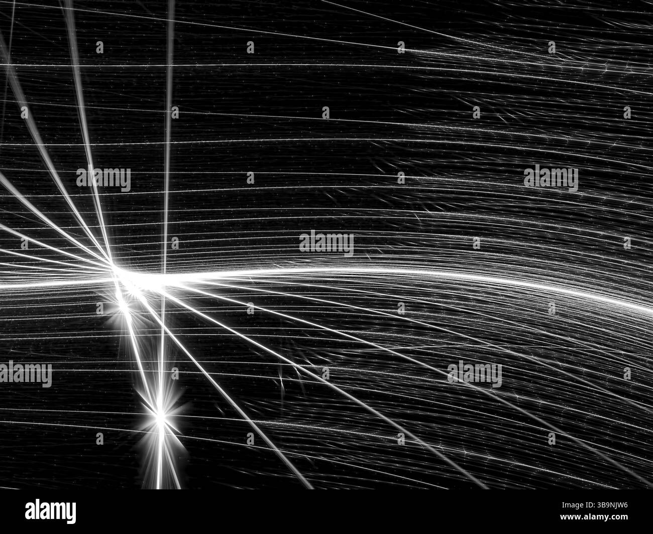 Brillant dans les lignes sombres et les courbes - image abstraite générée par ordinateur. Fond fractal technologique pour les bannières, les affiches, les couvertures Banque D'Images