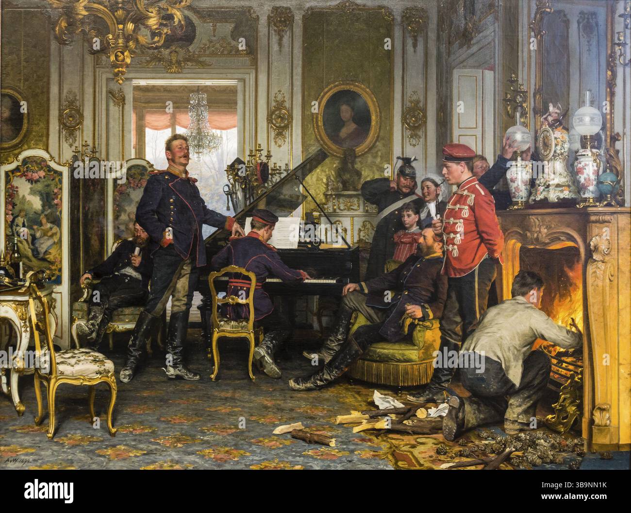 Dans le poste de rassemblement en face de Paris, Anton von Werner, Alte Nationalgalerie, Old National Gallery, Museum Island, Berlin, Allemagne, Europe Banque D'Images