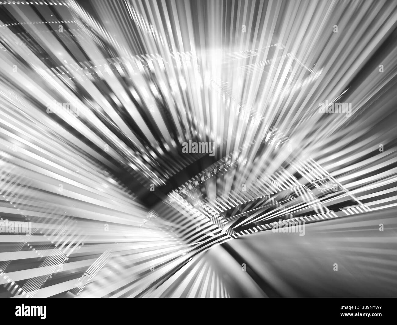 La technologie de l'information - fond monochrome résumé image générée par ordinateur. L'art numérique : argent de bandes dans les structure futuriste. High tech ou sc Banque D'Images