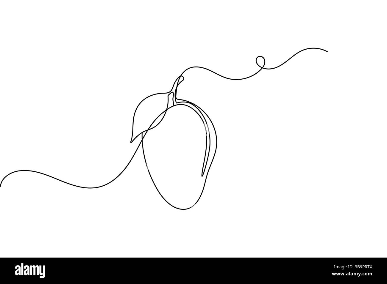 Mangue une ligne dessinant une illustration vectorielle de contour de fruit en ligne continue minimaliste Illustration de Vecteur