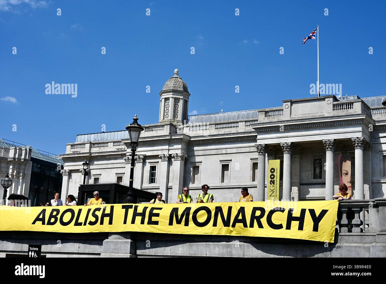Londres, Royaume-Uni. Abolir la monarchie. Jour de la République 2025 à Trafalgar Square. Les anti-monarchistes se rassemblent à Trafalgar Square pour exprimer leur opposition à la monarchie. Crédit : michael melia/Alamy Live News Banque D'Images